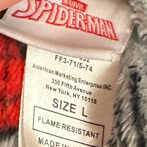 Gray Fleece Spider-Man Boys Robe, sz lg - Picture 4 of 4